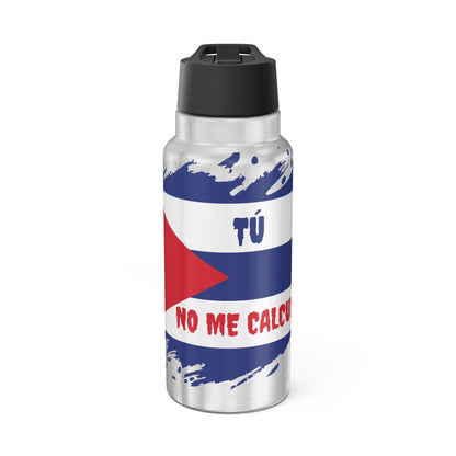 Cuban Flag Travel Tumbler - 32oz Stainless Steel with "Tú No Me Calcule" Design