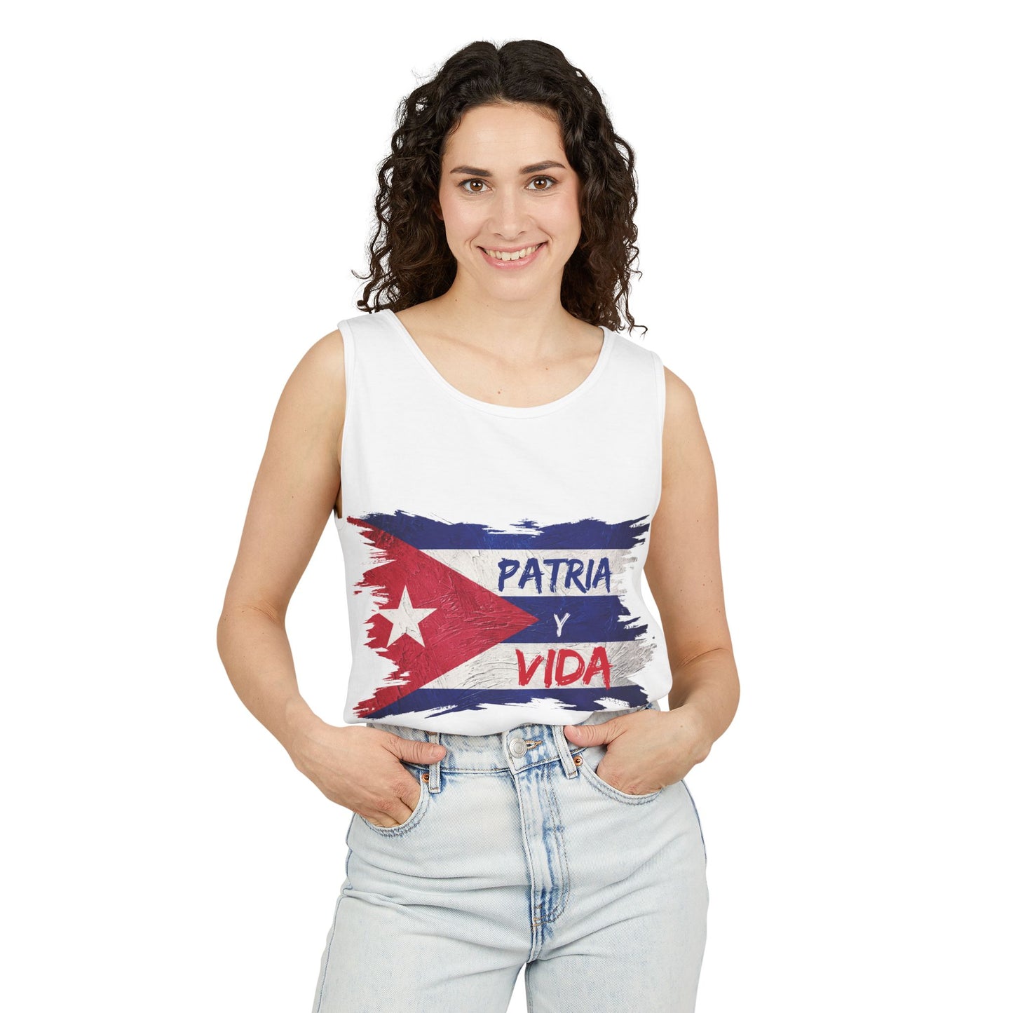 Cuban Flag Tank Top — "Patria y Vida" / "No Tenemos Miedo" Graphic Tank