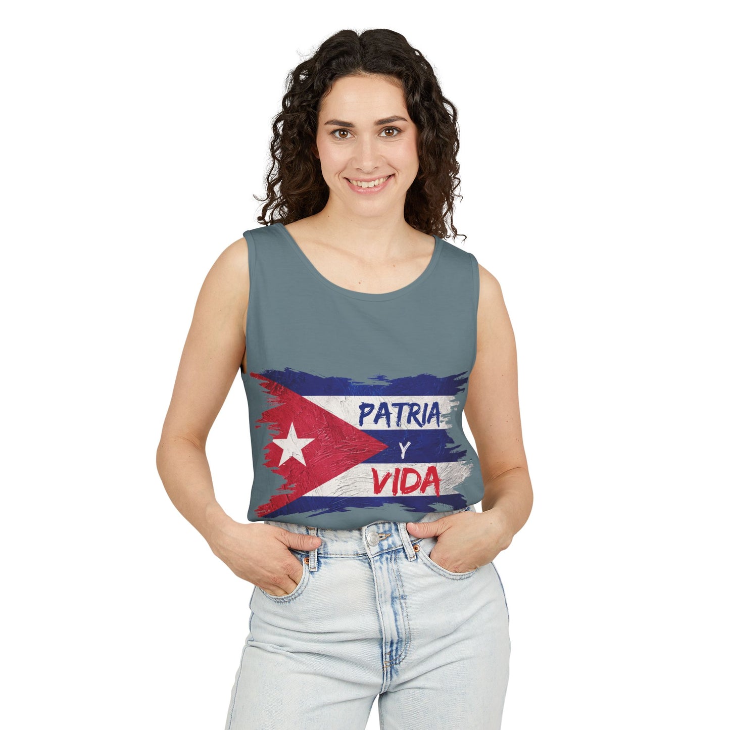 Cuban Flag Tank Top — "Patria y Vida" / "No Tenemos Miedo" Graphic Tank
