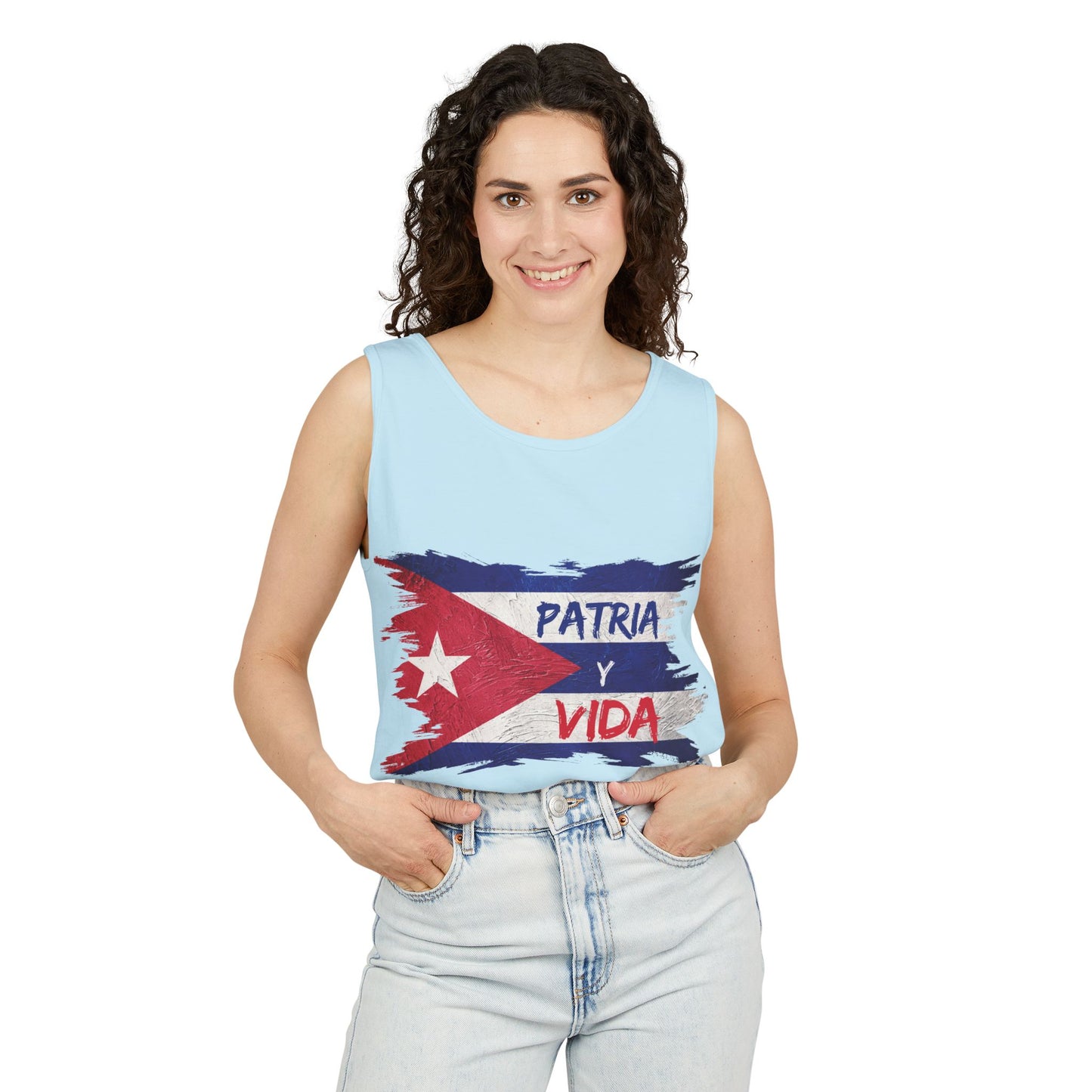 Cuban Flag Tank Top — "Patria y Vida" / "No Tenemos Miedo" Graphic Tank