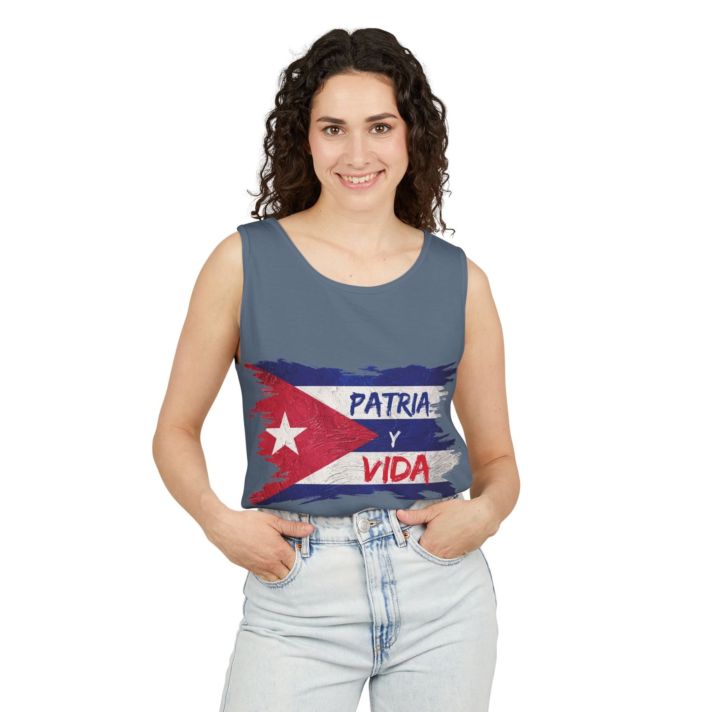 Cuban Flag Tank Top — "Patria y Vida" / "No Tenemos Miedo" Graphic Tank