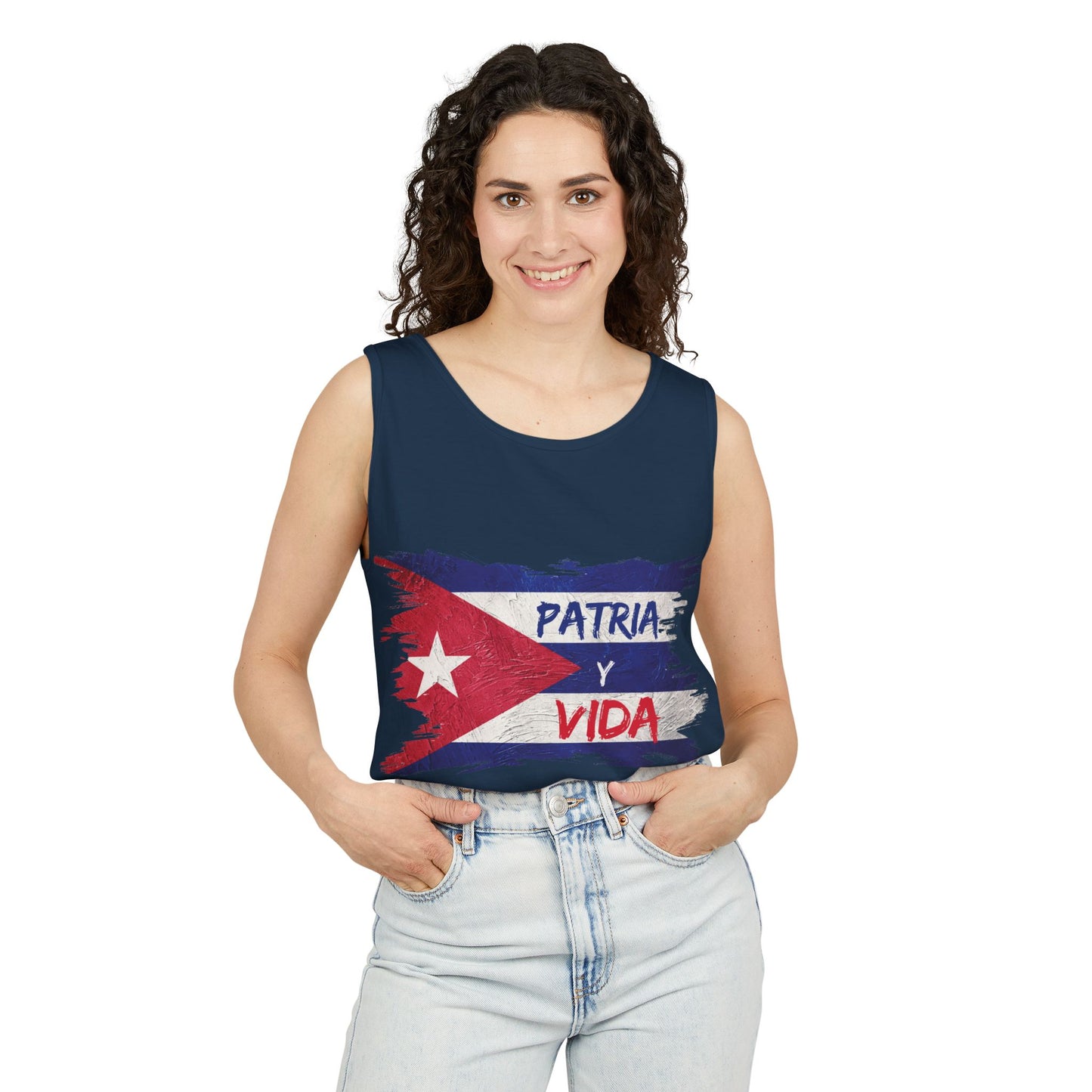 Cuban Flag Tank Top — "Patria y Vida" / "No Tenemos Miedo" Graphic Tank